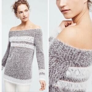 Anthropologie Sleeping on Snow Faroe Off Shoulder Wool Blend Fuzzy Sweater XS